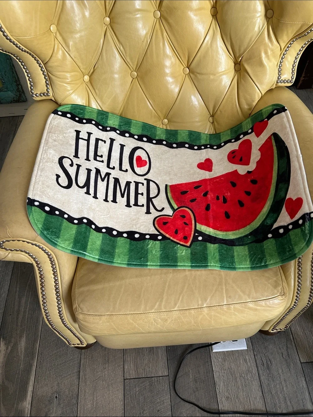 Hello Summer Watermelon Set of 3 Different Size Rugs. Green/Red